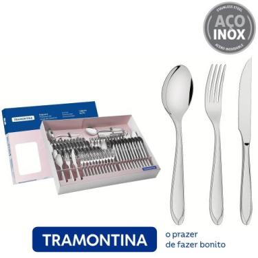 Imagem de Faqueiro Laguna com 91 Peças em Aço Inox com Facas de Churrasco - Tram