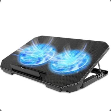Imagem de Base Cooler para Notebook. Refrigeração Potente com 2 Ventiladores 14cm, Iluminação LED, 8 Ajustes de Inclinação, Design Ergonômico e Compacto, Suporte para Laptops 12” a 17”