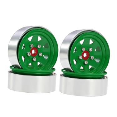 Imagem de Colaxi 4 peças de aros de roda RC, pneu, peça de reposição, substituição resistente, rodas de alumínio de 1,9" com sextavado de 12 mm para caminhão RC, Verde