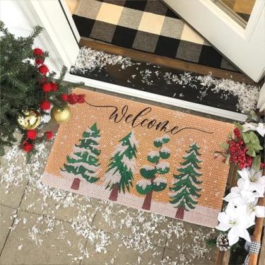 Imagem de Bawnhaw Winter Pine Capacho de boas-vindas para entrada externa, externa, interna, porta da frente, 76 cm x 43 cm, discreto, antiderrapante, resistente ao desbotamento, antisujeira, tapete fino