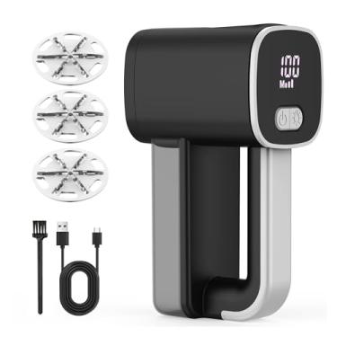 Imagem de Barbeador de tecido recarregável, removedor de fiapos elétrico para remover bolinhas e bolinhas de roupas, sofá, móveis, 3 velocidades, lâmina de 6 folhas, tela de LED, carregamento USB