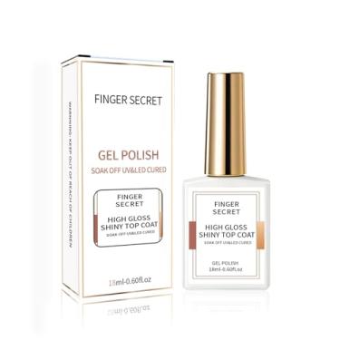 Imagem de finger secret Golden Shiny High Gloss Top Coat - Selante de cristal com brilho dourado, esmalte de gel transparente e revestimento superior em pó de imersão, ultra brilhante e de secagem rápida, 18 ml