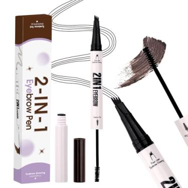 Imagem de Caneta de sobrancelha líquida 2 em 1 à prova d'água, lápis de sobrancelha líquido de longa duração, cabeça dupla, pincel de tingimento de sobrancelha, lápis de sobrancelha natural (03-RMG-marrom