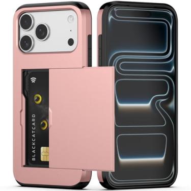 Imagem de Nvollnoe Capa para celular compatível com iPhone 17 Pro Max com suporte de cartão de camada dupla resistente à prova de choque com compartimento para cartão oculto, carteira fina para mulheres e