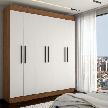 Imagem de Guarda-Roupa Casal Europa 6 Portas 2 Gavetas 100% Mdf Cinamomo/Off White - Panorama Móveis