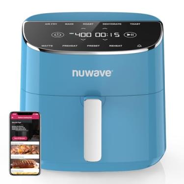 Imagem de Nuwave Brio Plus Air Fryer 8 Qt, novo e melhorado, livre de PFAS, 7 funções digitais de cozimento de um toque que fritar ao ar, assar, desidratar, torrar, reaquecer, pré-aquecer, pré-aquecer, 150