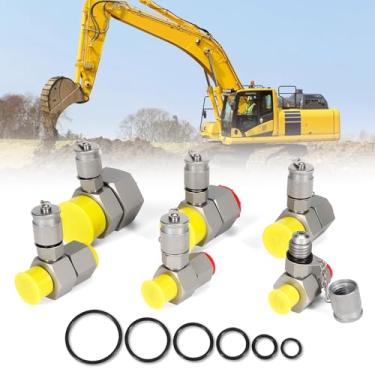 Imagem de VORGENS ORFS Camisetas giratórias hidráulicas, conjunto de acoplamento de conector e testador, adequado para a maioria das marcas de máquinas de construção de escavadeiras - Adaptador de teste