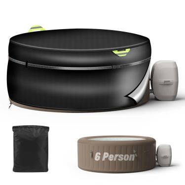 Imagem de DTNESS Capa Para Banheira De Hidromassagem Redonda Portátil 6 Pessoas, 221 X 72 Cm, 420D, Cobertura Total Substituição, Proteção Geral À Prova D'Água E Resistente A Raios Uv Banheiras Externas