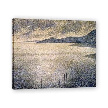 Imagem de Channel CoastThéo van Rysselberghe: Impressão em tela neoimpressionista belga chave 40 x 48 cm emoldurada