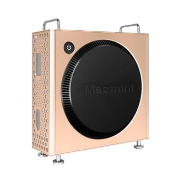 Imagem de Suporte de alumínio para Mac mini M4/M4 Pro (2024) - Suporte vertical premium | Suporte seguro | Refrigeração aprimorada | Design de mesa que economiza espaço (ouro)