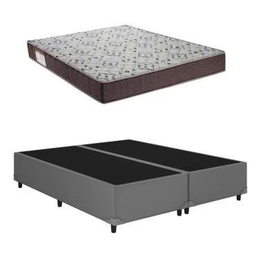 Imagem de Cama Base Box Queen Bipartido Cinza Colchão ISO 150 D45 - Ortobom