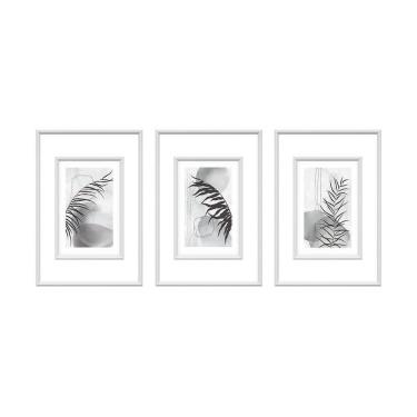 Imagem de Kit 3 Quadros Decorativos Folhagem Absitrata 40X60Cm + Moldu