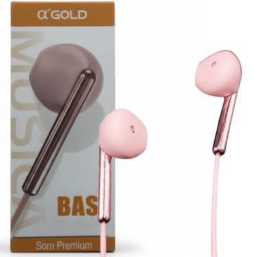Imagem de Fone De Ouvido Stereo, Super Bass, com Microfone, Entrada 3.5mm, Fio 1.3 Metros, A`Gold, FN-A10 - Rosa