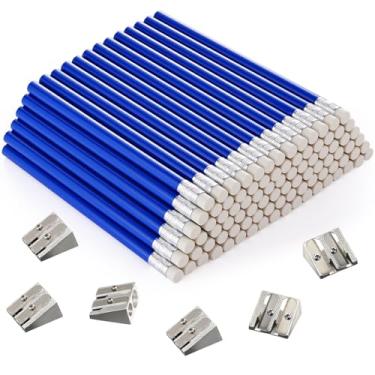 Imagem de Fainne Conjunto de 102 lápis grossos e grossos, 96 lápis grandes gigantes grandes e 6 apontadores para crianças pequenas, iniciantes, pré-escolares, jardim de infância, escola, sala de aula (azul