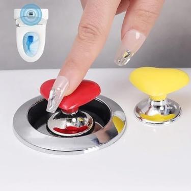 Imagem de Kit 2 Botões de Pressão Para Descarga de Banheiro Decorativo, Botão Puxador Multifuncional Armários e Banheiros, Sustituição de descarga para mulheres, ideal para Unhas Grandes e Crianças (Rosa)