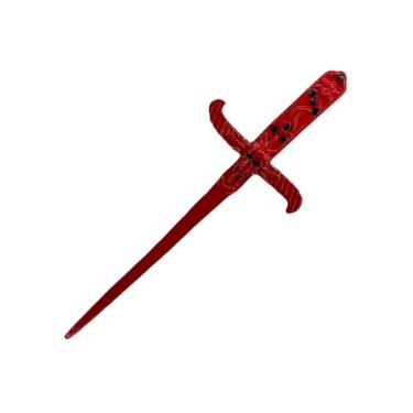 Imagem de Adaga Crânio em Metal Vermelho 19 cm Pedra Preta