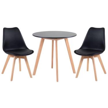 Imagem de Kit - Mesa De Jantar Leda 90 Cm Preto + 2 Cadeiras Estofadas Leda Preto