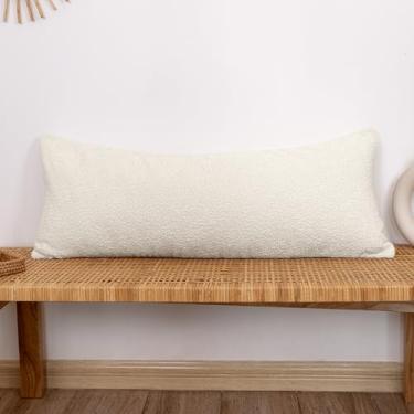 Imagem de JoraLion 35,56 x 91,44 cm Neutro Boucle Capa de Almofada Lombar Branca Creme Capa de Almofada Macia Confortável para Sofá Cama Sala de Estar Decoração de Casa, Pacote com 1 (Apenas Capa)