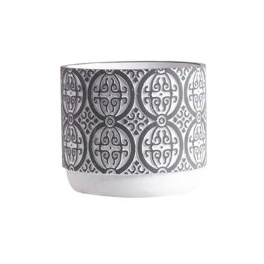 Imagem de Macetas para plantas Vaso de flores redondo com padrão de escultura em relevo, com orifício de drenagem, planta de cimento de mesa, para decorar quarto, sala de estar, varanda para casa de jardim