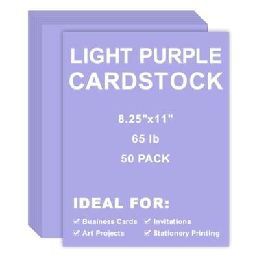 Imagem de Cartolina 8,5 x 11, 50 peças, 29,5 kg/180 g/m², papel de impressora grosso para artesanato, papelaria, cartões de visita, impressão de escritório (roxo claro, 50 peças)