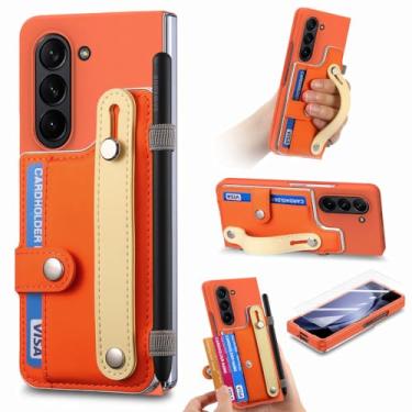 Imagem de Para Samsung Z Fold5 Capa dobrável de filme de vidro para Samsung Galaxy Z Fold 5 Fold5 Zfold5 Acessórios para telefone Funda Capa, laranja, para Samsung Z Fold 5