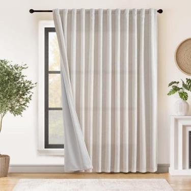 Imagem de Cortinas blackout de linho jinchan para quarto, sala de estar, 100 L x