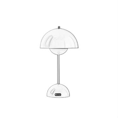 Imagem de Abajur Luminária de Mesa Cogumelo LED Recarregável USB Touch para Quarto Sala e Escritório (Vinho,Metal)