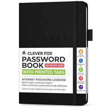 Imagem de Clever Fox Livro de senhas – Organizador de endereços de Internet e senha alfabetizados – Caderno para guardar senhas de computador e site – Diário de senha de login – Médio, A5, 21 x 14 cm, capa dura