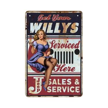 Imagem de Placa De Metal Vintage Da Estação De Gasolina Route 66 Com Meninas Pin