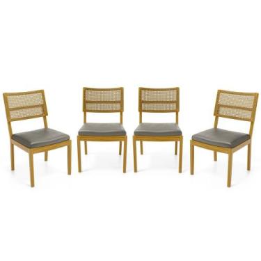 Imagem de Kit Com 4 Cadeiras Milena Madeira Maciça Assentos Estofados Encostos D