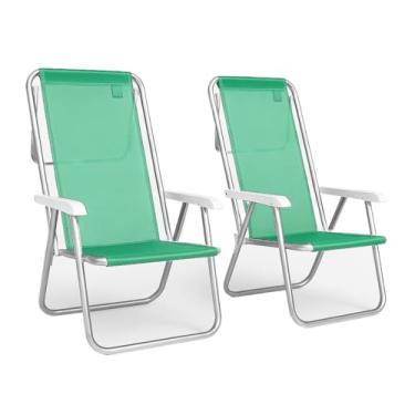Imagem de Kit com 2 Cadeiras de Praia Reclináveis em Alumínio, 8 Posições, Suporta 100kg cada - para Piscina e Jardim (Kit Cadeiras - Verde)