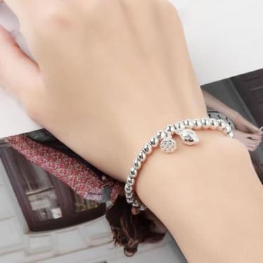 Imagem de Pulseira feminina dourada com contas elásticas de lótus hipoalergênicas empilháveis acessórios de moda joias presentes, One Size, liga metálica, Sem Pedra Preciosa
