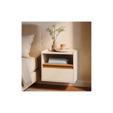 Imagem de Mesa De Cabeceira Suspensa Prateleira Com Porta Basculante - Off/Nature
