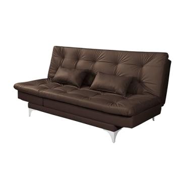 Imagem de Sofá-Cama Reclinável 3 Lugares Versátil em Corino com Pés de Alumínio Marrom 310