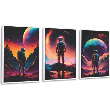 Imagem de Quadro Decorativo Astronauta Com Moldura Branco