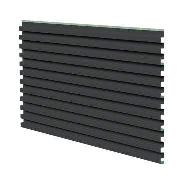 Imagem de Kit 10 Peças Painel Ripado Metálico Lystra 14cm X 300cm Preto absoluto