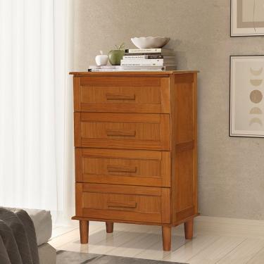 Imagem de Cômoda Madeira Maciça Rústica Chicago 4 Gavetas Castanho