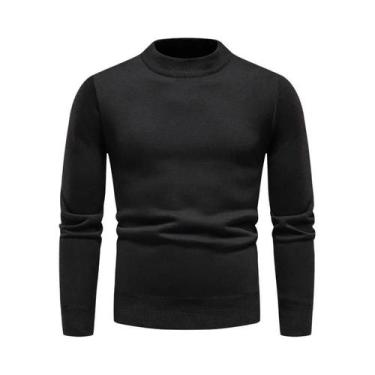 Imagem de Pulôver Masculino de Veludo para Inverno - Suéter Quente de Malha Slim