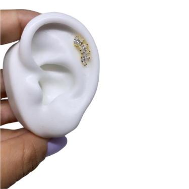 Imagem de Piercing Cluster Helix Tragus Conch Cravejado Aço Cirúrgico 316l - Rar