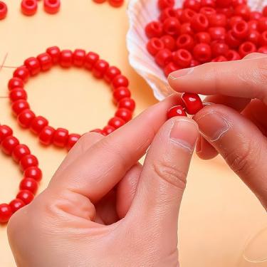 Imagem de 1000 contas de pônei de vidro de 9 mm para fazer pulseiras, contas Kandi vermelhas para fazer joias, trança de cabelo, artesanato DIY