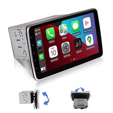 Imagem de ViaBecs Rádio Din duplo de 10,2 polegadas com câmera 1080P, tela sensível ao toque giratória, estéreo automotivo com Apple Carplay e Android Auto, WiFi, unidade principal Android, navegação GPS