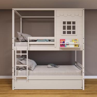 Imagem de Treliche Casinha Reta Madeira Maciça Branco Housin