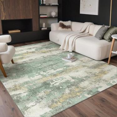 Imagem de GENIMO Tapetes de área 20 x 25 cm para sala de estar, tapete abstrato moderno com almofada antiderrapante, tapete macio resistente a vincos, tapetes de uma peça para quarto, sala de jantar, escritório