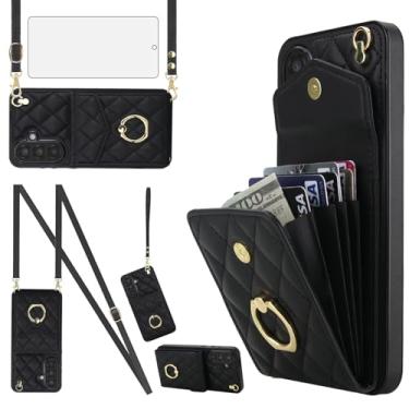 Imagem de Asuwish Capa de celular para Samsung Galaxy A17/A26 5G, carteira de celular com protetor de tela de vidro temperado, alça de pulso transversal, anel com bloqueio de RFID, suporte para cartão A 17 26