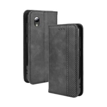Imagem de Capa para ZTE Blade A3 2019,Retro Flip magnético,Caso de telefone de couro PU,Design de carteira com 3 slots de cartão e 1 clipe de dinheiro -Black