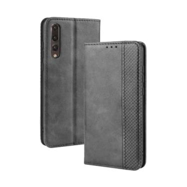 Imagem de Capa para HUAWEI P20 Pro,Retro Flip magnético,Caso de telefone de couro PU,Design de carteira com 3 slots de cartão e 1 clipe de dinheiro -Black