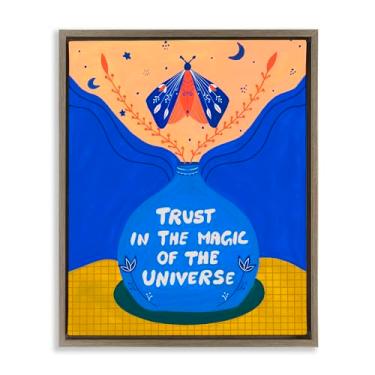 Imagem de Stupell Industries Trust In Magic Of Universe Tela flutuante cinza arte de parede, design por Nabeela Rumi, 80 x 63 cm