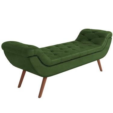 Imagem de Puff Recamier Decorativo com Tachas 160 cm Santorini Couríssimo Verde - Lyam Decor