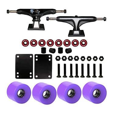 Imagem de Luzhengyang Conjunto de ferramentas de skate de caminhões e rolamentos ABEC-11 Kit de rolamentos de substituição de 12 cm para reparo de rolo de skate longboard - roxo