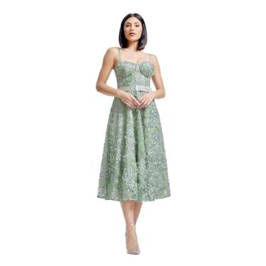 Imagem de Dress The Population Vestido midi feminino Mabel Fit and Flare, Sage Multi, GG